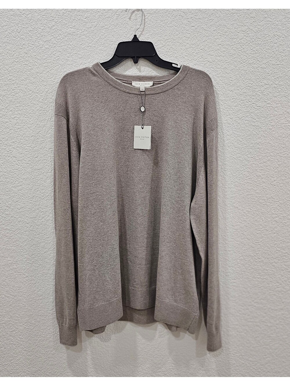 NWT Jack Victor Grassi Men’s 2XL Khaki Cotton Cashmere Crewneck Sweater